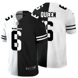 Baltimore Ravens #6 Patrick Queen Men's Black V White Peace Split Vapor Untouchable Limited NFL Jersey