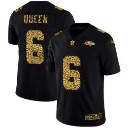 Baltimore Ravens #6 Patrick Queen Men's Leopard Print Fashion Vapor Limited NFL Jersey Black