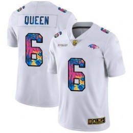 Baltimore Ravens #6 Patrick Queen Men's White Multi-Color 2020 NFL Crucial Catch Limited NFL Jersey