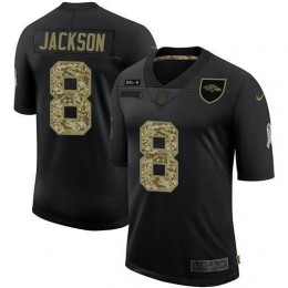 Baltimore Ravens #8 Lamar Jackson Men's 2020 Salute To Service Camo Limited NFL Jersey Black