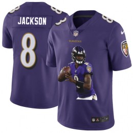 Baltimore Ravens #8 Lamar Jackson Men's Player Signature Moves Vapor Limited NFL Jersey Purple