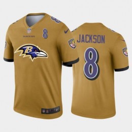 Baltimore Ravens #8 Lamar Jackson Gold Men's Big Team Logo Player Vapor Limited NFL Jersey