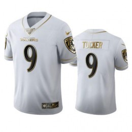 Baltimore Ravens #9 Justin Tucker Men's White Golden Edition Vapor Limited NFL 100 Jersey