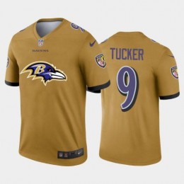 Baltimore Ravens #9 Justin Tucker Gold Men's Big Team Logo Vapor Limited NFL Jersey