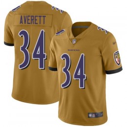 Baltimore Ravens #34 Anthony Averett Gold Men's Stitched NFL Limited Inverted Legend Jersey