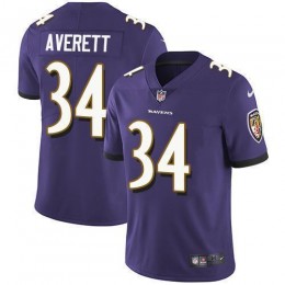 Baltimore Ravens #34 Anthony Averett Purple Team Color Men's Stitched NFL Vapor Untouchable Limited Jersey