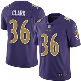 Baltimore Ravens #36 Chuck Clark Purple Men's Stitched NFL Limited Rush Jersey