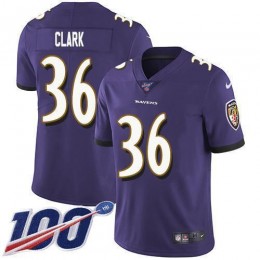 Baltimore Ravens #36 Chuck Clark Purple Team Color Men's Stitched NFL 100th Season Vapor Untouchable Limited Jersey
