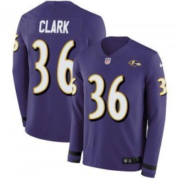 Baltimore Ravens #36 Chuck Clark Purple Team Color Men's Stitched NFL Limited Therma Long Sleeve Jersey