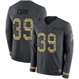 Baltimore Ravens #39 Brandon Carr Anthracite Salute to Service Men's Stitched NFL Limited Therma Long Sleeve Jersey