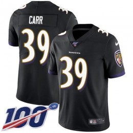 Baltimore Ravens #39 Brandon Carr Black Alternate Men's Stitched NFL 100th Season Vapor Untouchable Limited Jersey