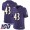 Baltimore Ravens #43 Justice Hill Purple Team Color Men's Stitched NFL 100th Season Vapor Untouchable Limited Jersey
