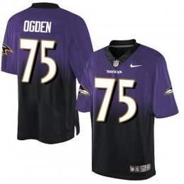 Baltimore Ravens #75 Jonathan Ogden Purple/Black Men's Stitched NFL Elite Fadeaway Fashion Jersey
