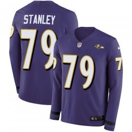 Baltimore Ravens #79 Ronnie Stanley Purple Team Color Men's Stitched NFL Limited Therma Long Sleeve Jersey