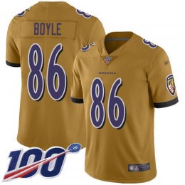 Baltimore Ravens #86 Nick Boyle Gold Men's Stitched NFL Limited Inverted Legend 100th Season Jersey
