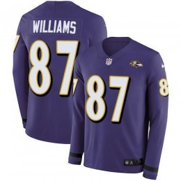 Baltimore Ravens #87 Maxx Williams Purple Team Color Men's Stitched NFL Limited Therma Long Sleeve Jersey
