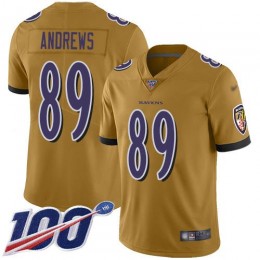 Baltimore Ravens #89 Mark Andrews Gold Men's Stitched NFL Limited Inverted Legend 100th Season Jersey
