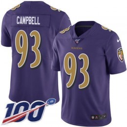 Baltimore Ravens #93 Calais Campbell Purple Men's Stitched NFL Limited Rush 100th Season Jersey