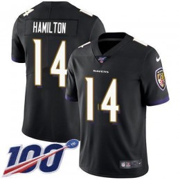 Ravens #14 Kyle Hamilton Black Alternate Men's Stitched NFL 100th Season Vapor Untouchable Limited Jersey