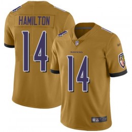 Ravens #14 Kyle Hamilton Gold Men's Stitched NFL Limited Inverted Legend Jersey
