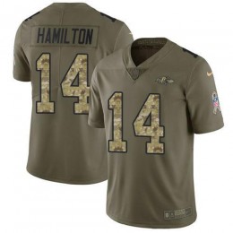 Ravens #14 Kyle Hamilton Olive/Camo Men's Stitched NFL Limited 2017 Salute To Service Jersey