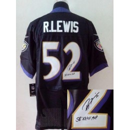 Ravens #52 Ray Lewis Black Alternate Men's Stitched NFL Elite Autographed Jersey