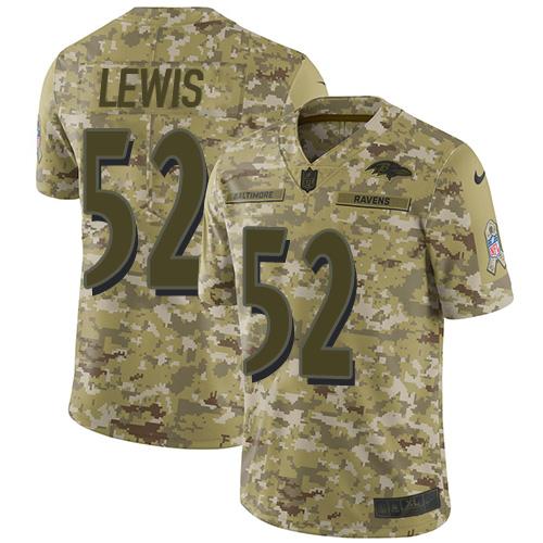 Ravens #52 Ray Lewis Camo Men's Stitched NFL Limited 2018 Salute To Service Jersey Ravens #52 Ray Lewis Camo Men's Stitched NFL Limited 2018 Salute To Service Jersey