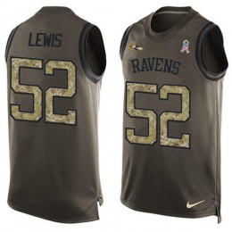 Ravens #52 Ray Lewis Green Men's Stitched NFL Limited Salute To Service Tank Top Jersey