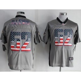 Ravens #52 Ray Lewis Grey Men's Stitched NFL Elite USA Flag Fashion Jersey