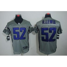 Ravens #52 Ray Lewis Grey Shadow Men's Stitched NFL Elite Jersey