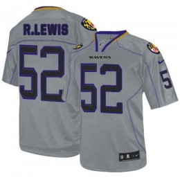 Ravens #52 Ray Lewis Lights Out Grey Men's Stitched NFL Elite Jersey