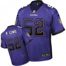 Ravens #52 Ray Lewis Purple Team Color Men's Stitched NFL Elite Drift Fashion Jersey