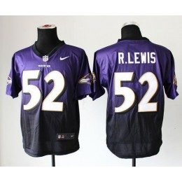 Ravens #52 Ray Lewis Purple/Black Men's Stitched NFL Elite Fadeaway Fashion Jersey