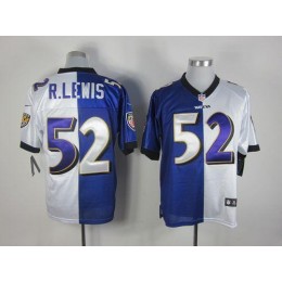 Ravens #52 Ray Lewis Purple/White Men's Stitched NFL Elite Split Jersey