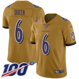 Ravens #6 Patrick Queen Gold Men's Stitched NFL Limited Inverted Legend 100th Season Jersey
