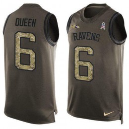 Ravens #6 Patrick Queen Green Men's Stitched NFL Limited Salute To Service Tank Top Jersey