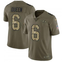 Ravens #6 Patrick Queen Olive/Camo Men's Stitched NFL Limited 2017 Salute To Service Jersey