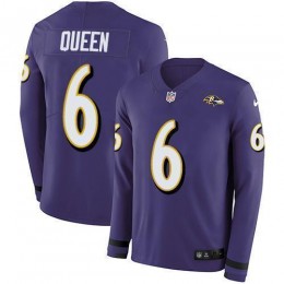 Ravens #6 Patrick Queen Purple Team Color Men's Stitched NFL Limited Therma Long Sleeve Jersey