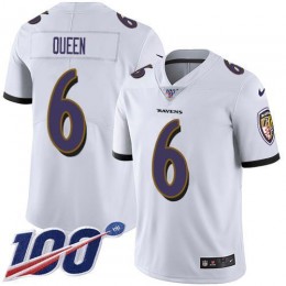 Ravens #6 Patrick Queen White Men's Stitched NFL 100th Season Vapor Untouchable Limited Jersey