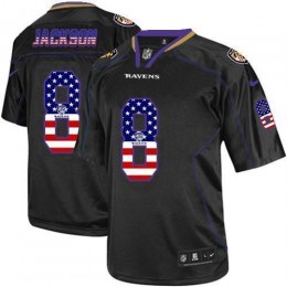 Ravens #8 Lamar Jackson Black Men's Stitched NFL Elite USA Flag Fashion Jersey