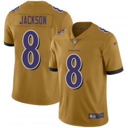 Ravens #8 Lamar Jackson Gold Men's Stitched NFL Limited Inverted Legend Jersey