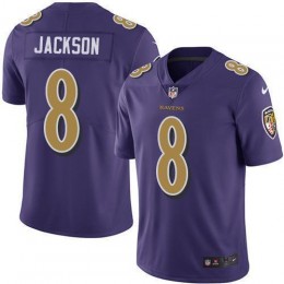Ravens #8 Lamar Jackson Purple Men's Stitched NFL Limited Rush Jersey