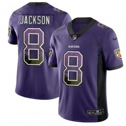 Ravens #8 Lamar Jackson Purple Team Color Men's Stitched NFL Limited Rush Drift Fashion Jersey