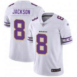 Ravens #8 Lamar Jackson White Men's Stitched NFL Limited Team Logo Fashion Jersey