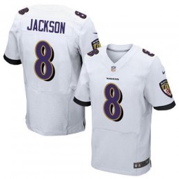 Ravens #8 Lamar Jackson White Men's Stitched NFL New Elite Jersey