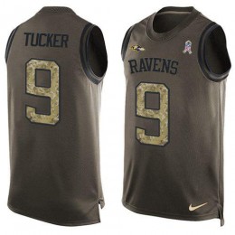 Ravens #9 Justin Tucker Green Men's Stitched NFL Limited Salute To Service Tank Top Jersey