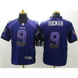 Ravens #9 Justin Tucker Purple Team Color Men's Stitched NFL Elite Drift Fashion Jersey