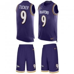 Ravens #9 Justin Tucker Purple Team Color Men's Stitched NFL Limited Tank Top Suit Jersey
