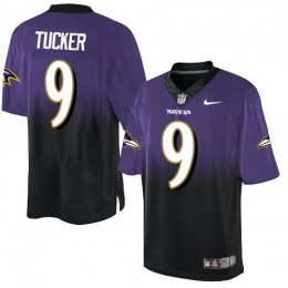 Ravens #9 Justin Tucker Purple/Black Men's Stitched NFL Elite Fadeaway Fashion Jersey