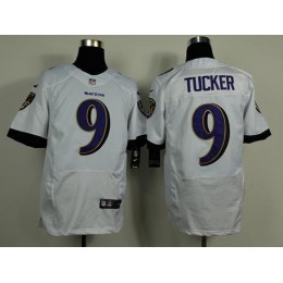 Ravens #9 Justin Tucker White Men's Stitched NFL New Elite Jersey